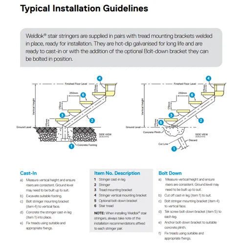 Galvanised Steel Stair Tread – 260mm x 1.0m