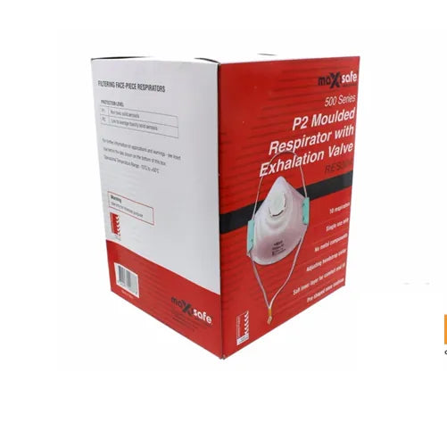 Maxisafe Dust Mask P2 Moulded Respirator W/ Exhalation Valve – 10 Pack