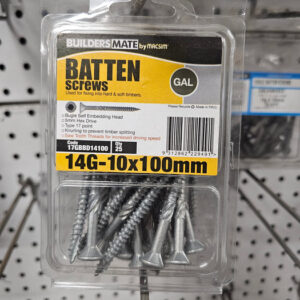 Bugle Batten Screws – 14G x 100mm Galvanised, Hex Drive (10mm) (Box 25)