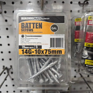 bugle batten screws – 14g x 75mm galvanised, hex drive (10mm) (box 25)