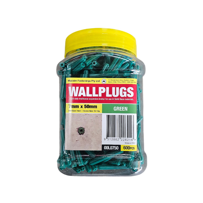 Green Wallplug (600pcs) – 7mm x 50mm