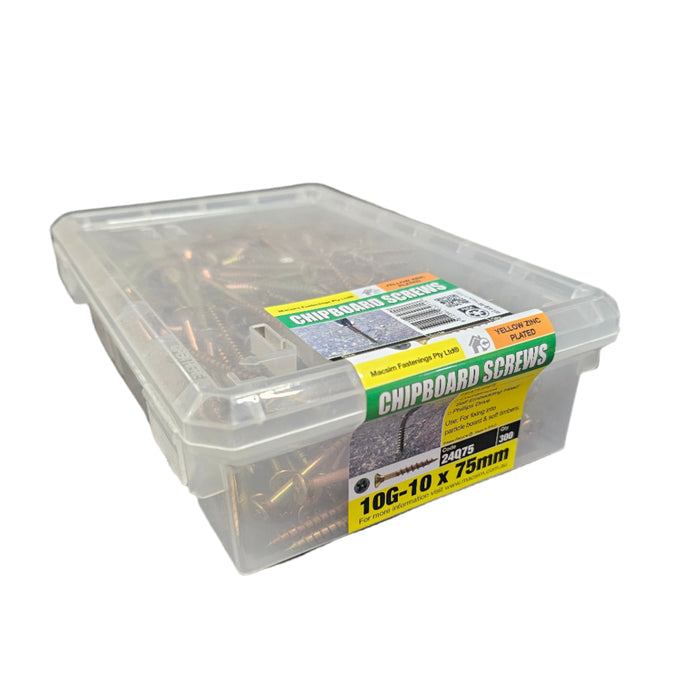 Chipboard Screws – 10G x 75mm (Zinc Plated, Box Of 50)