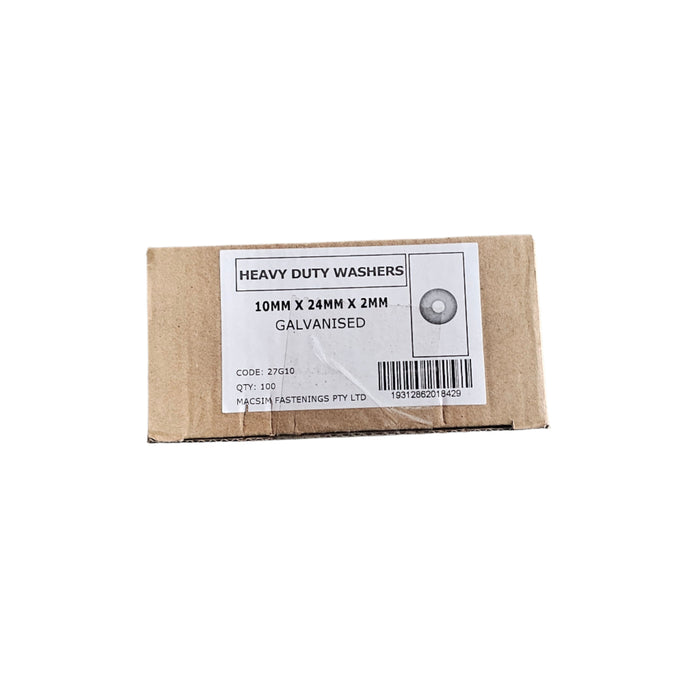 Galvanised Washers – 10 x 24 x 2mm (Box 100)