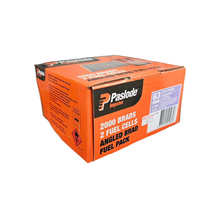 angled brad nails with fuel cell – 63mm (zinc plated, pack of 2000)